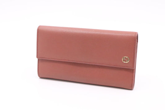 Gucci Long Wallet in Pink Leather