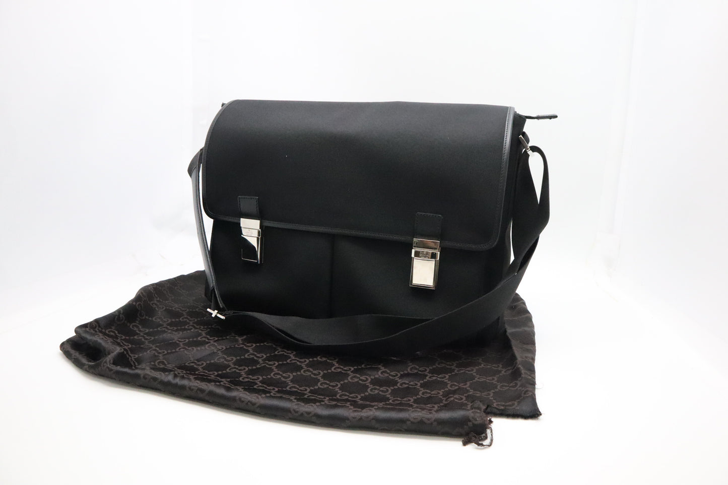 GG Messenger Bag in Black Cotton