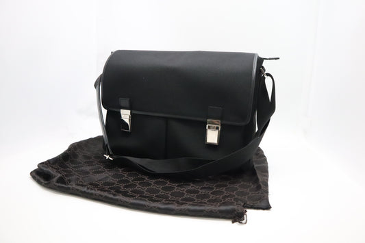 GG Messenger Bag in Black Cotton