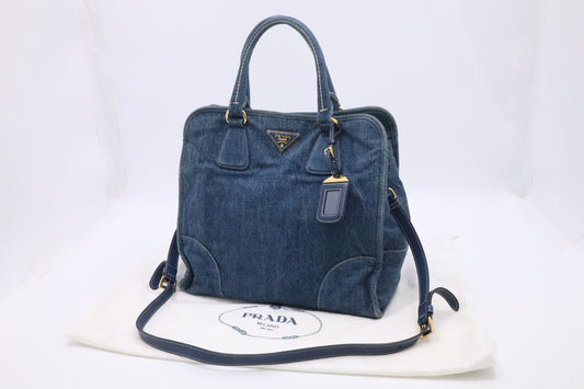 Prada 2-Way Bag in Blue Denim Canvas