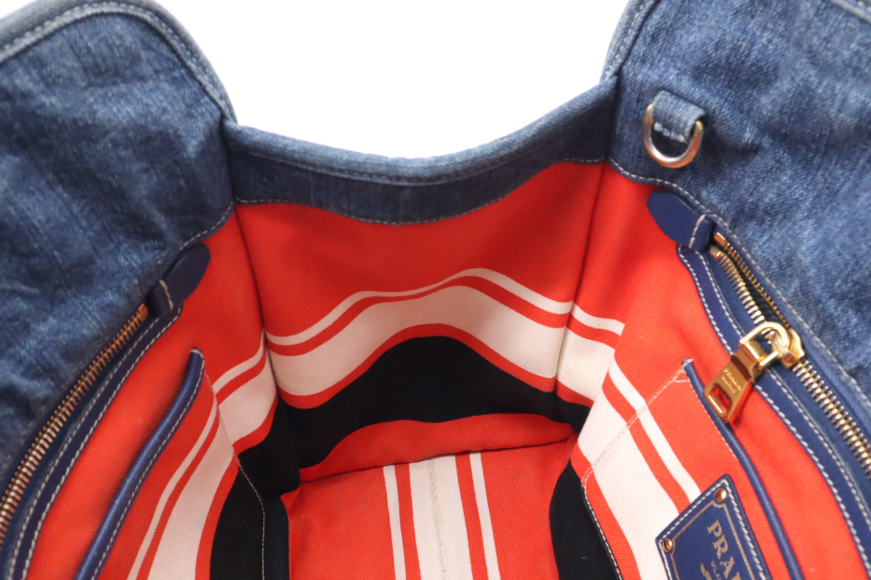 Prada 2way Bag in Blue Denim Canvas / Prada denim safiano