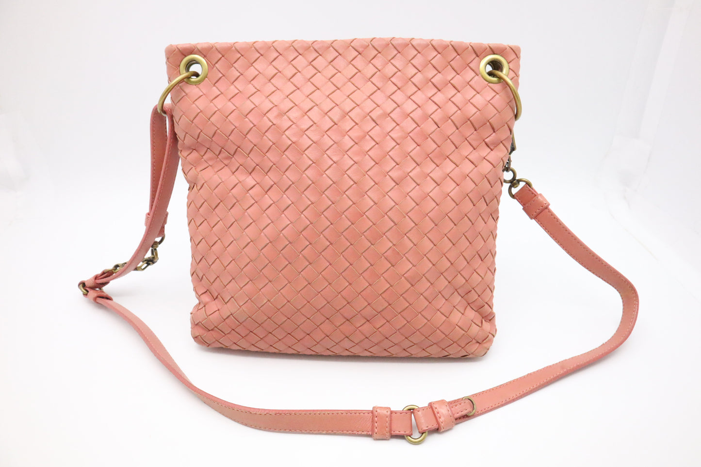 Bottega Veneta Crossbody in Salmon Pink Intrecciato Leather