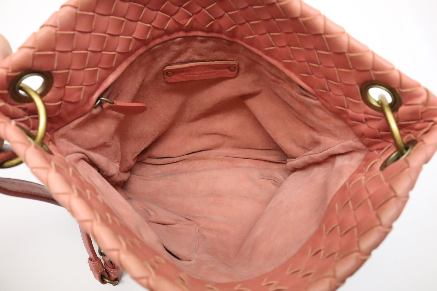 Bottega Veneta Crossbody in Salmon Pink Intrecciato Leather