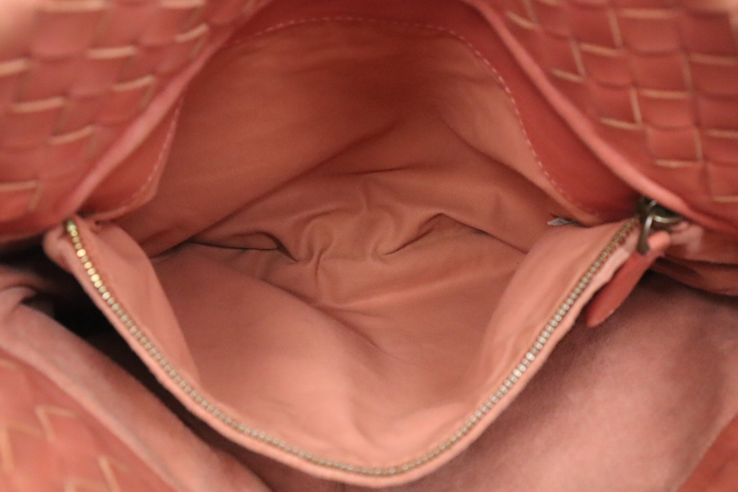 Bottega Veneta Crossbody in Salmon Pink Intrecciato Leather