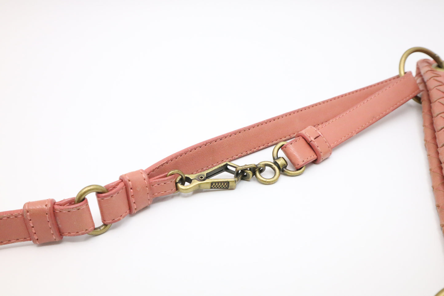 Bottega Veneta Leather Crossbody in Pink Intrecciato (Adjustable)