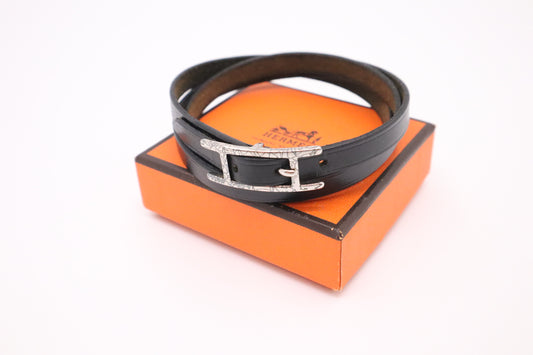 Hermes Bracelet in Black leather