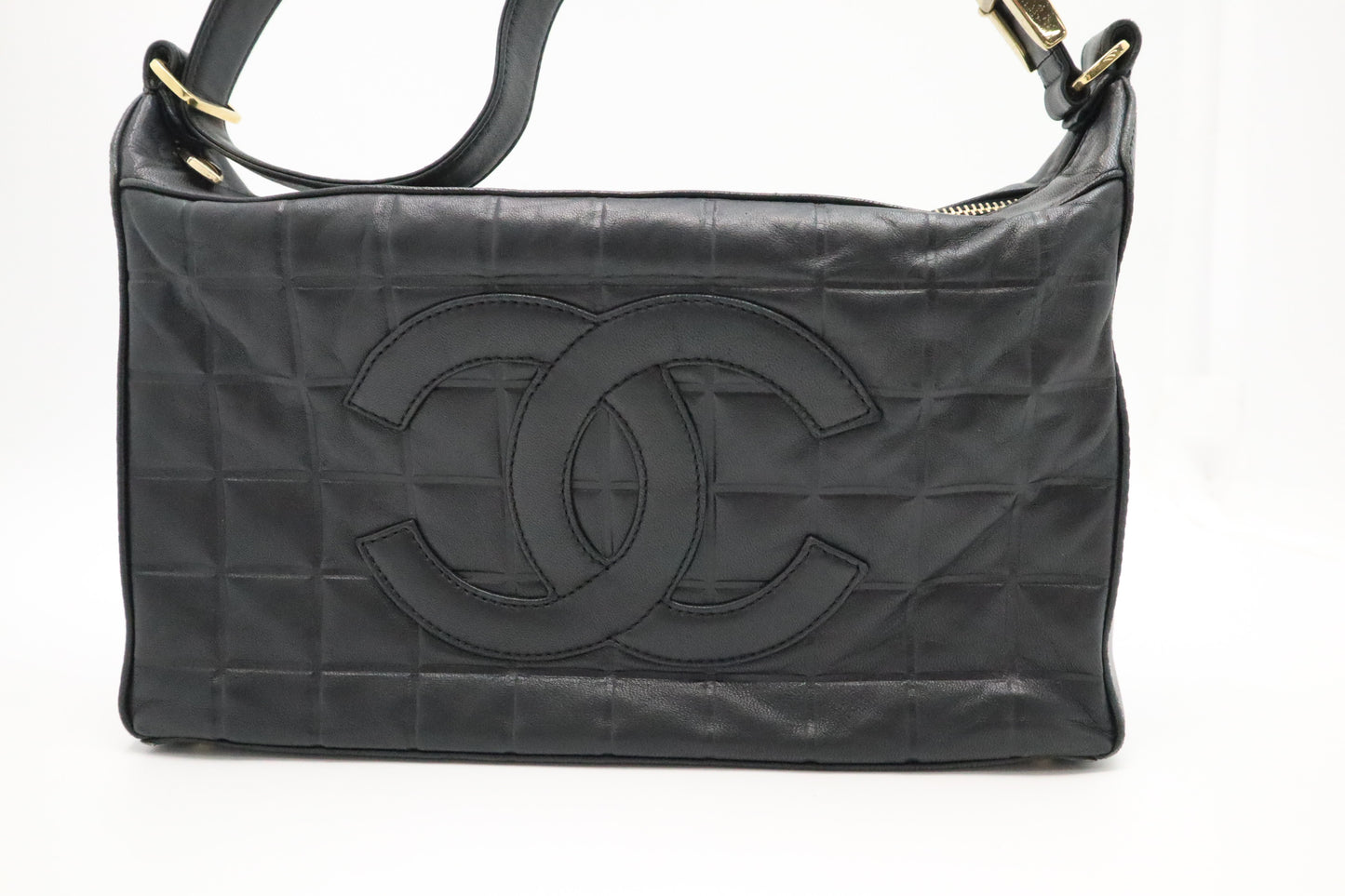 Chanel Chocobar Shoulder Bag in Black Leather