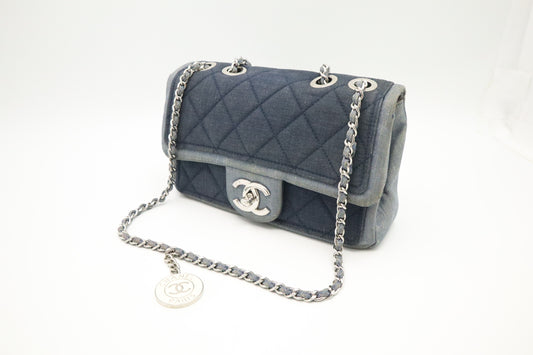 Chanel Small Flap in Blue Denim Canvas