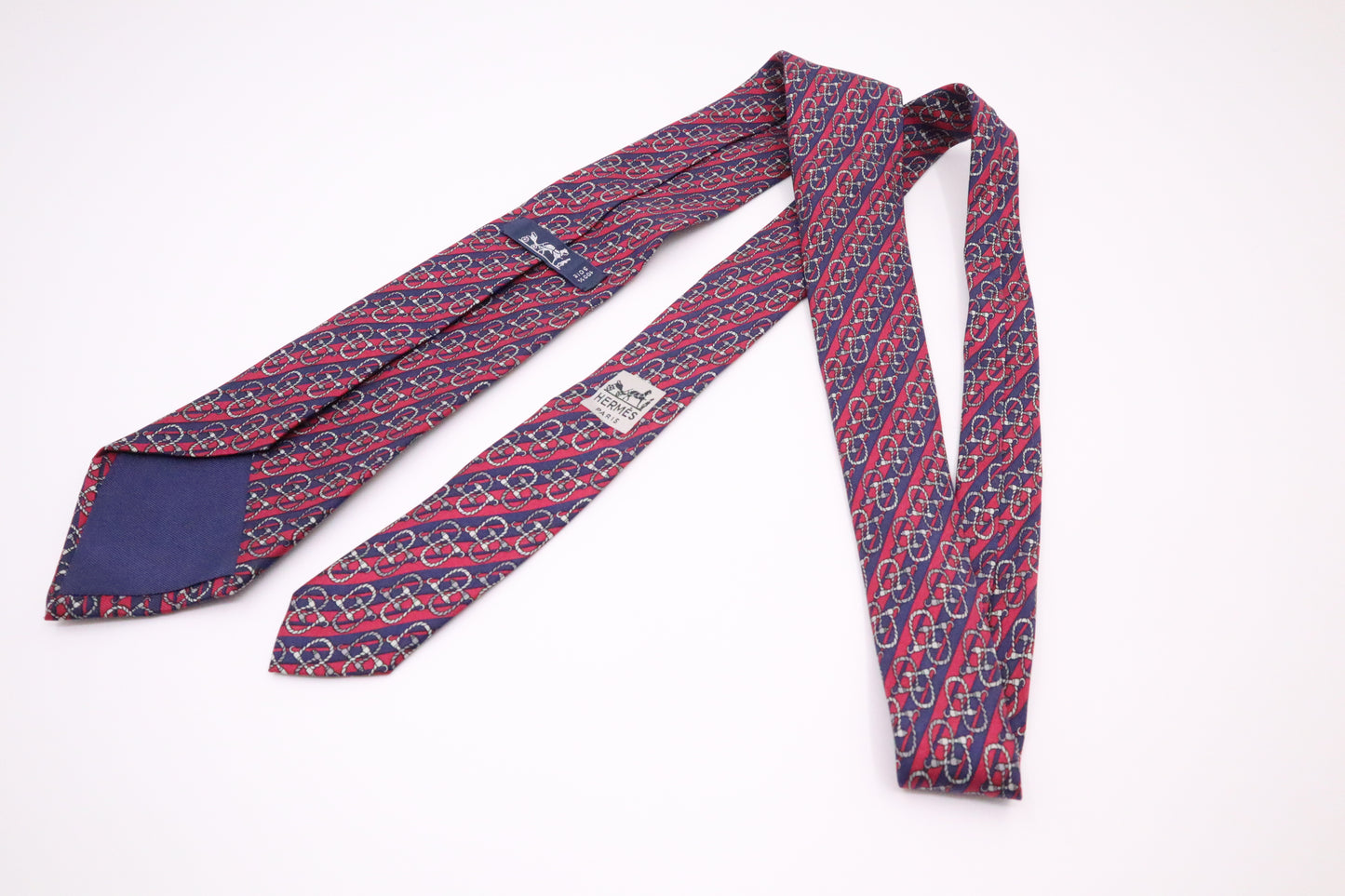 Hermes Tie in Blue and Red Silk