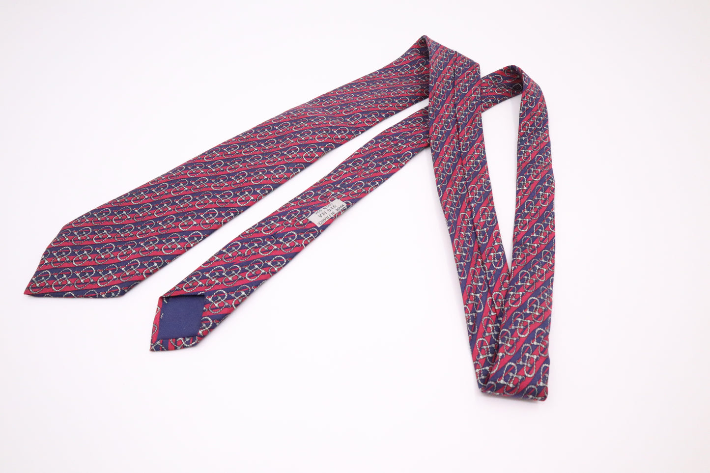 Hermes Tie in Blue and Red Silk