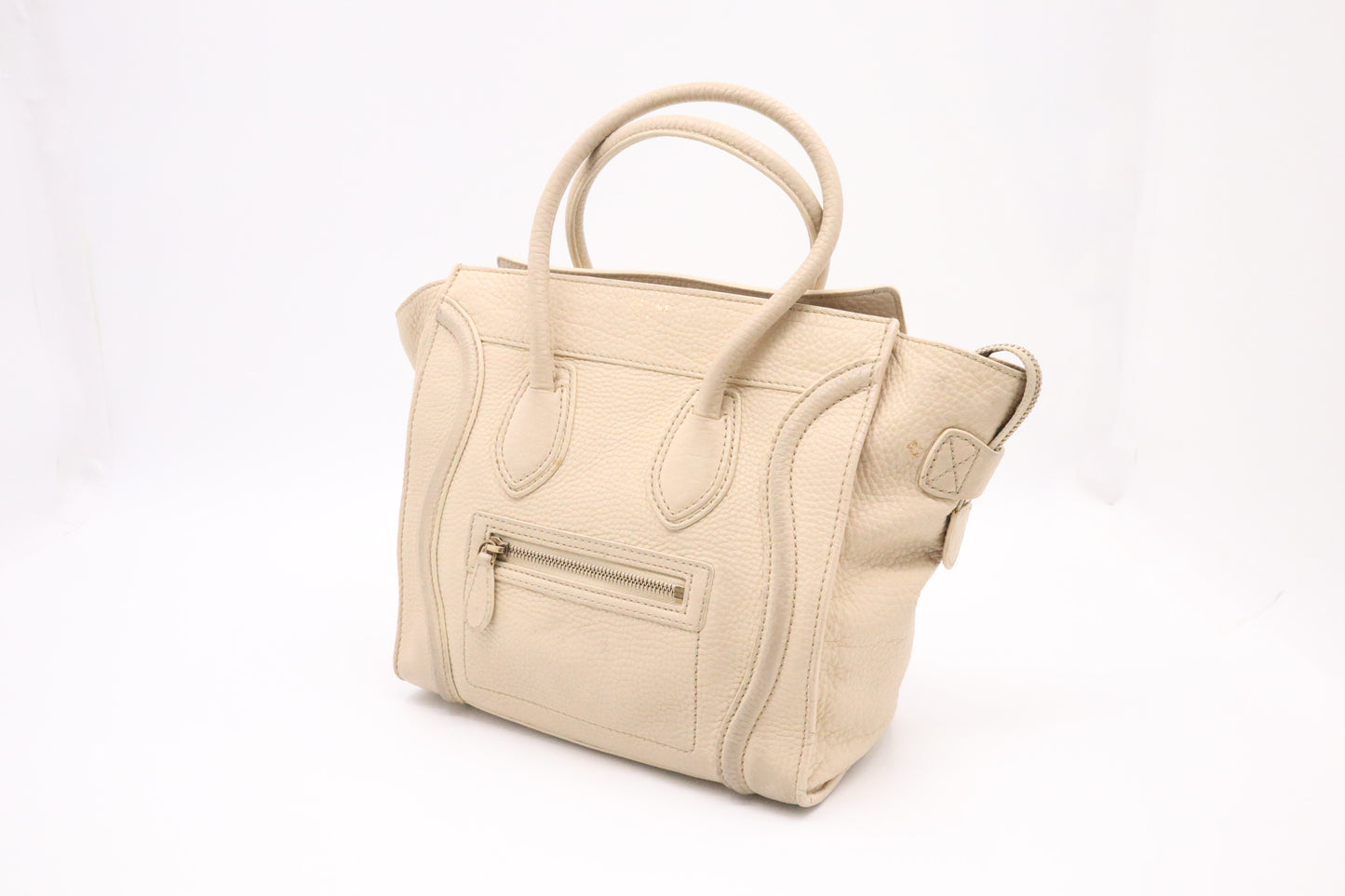 Celine Micro Luggage in Cream Drummed Leather
