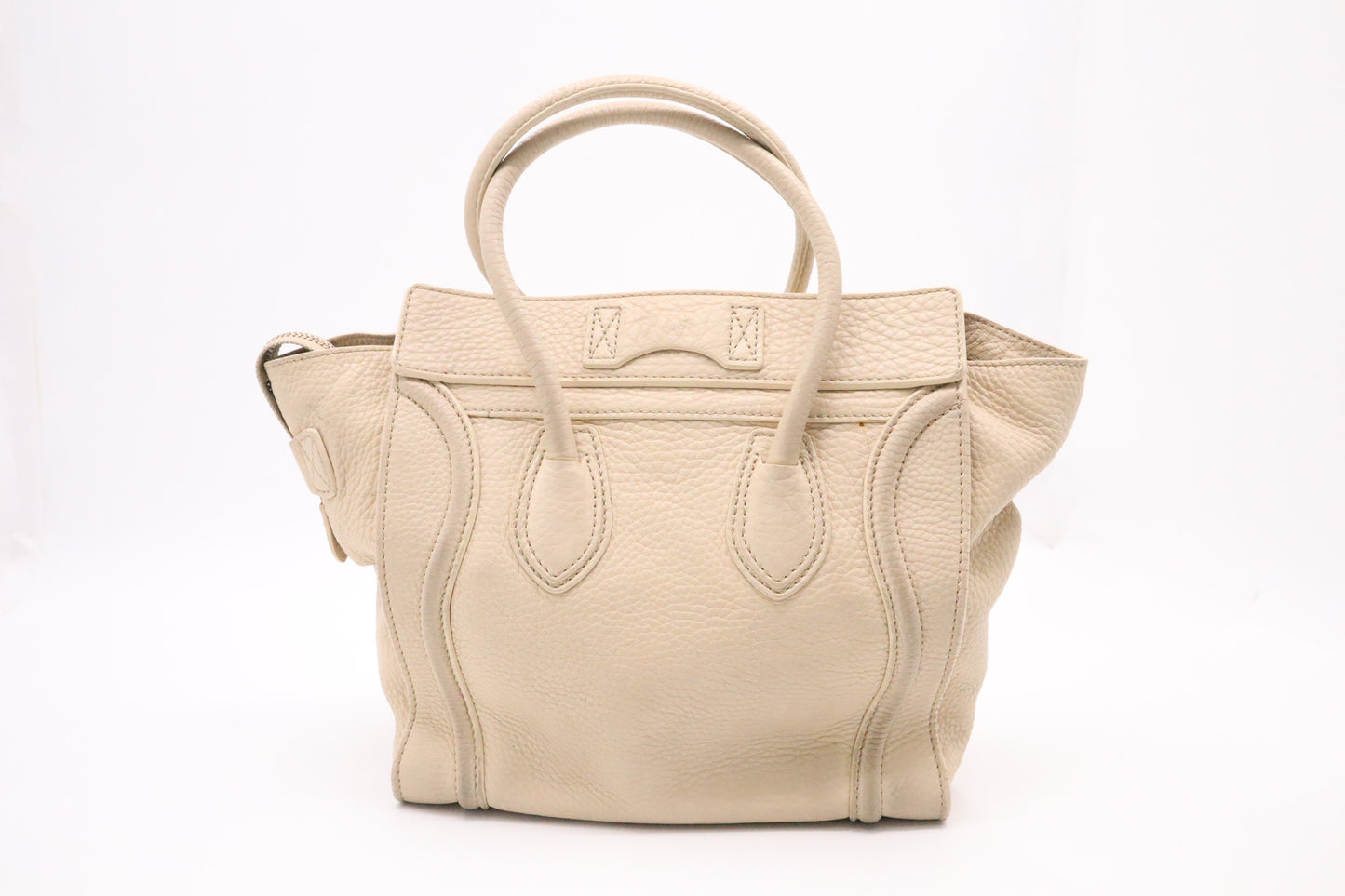 Celine Micro Luggage in Cream Drummed Leather