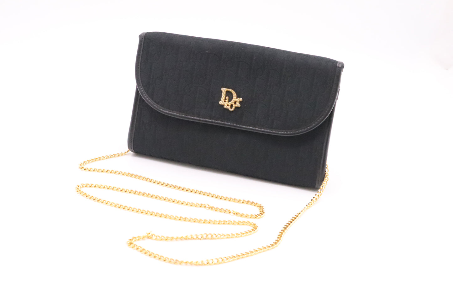 Dior Trotter Chain Shoulder Bag in Black Canvas