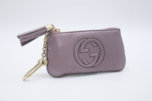 Gucci Key Case in Purple Metallic Leather