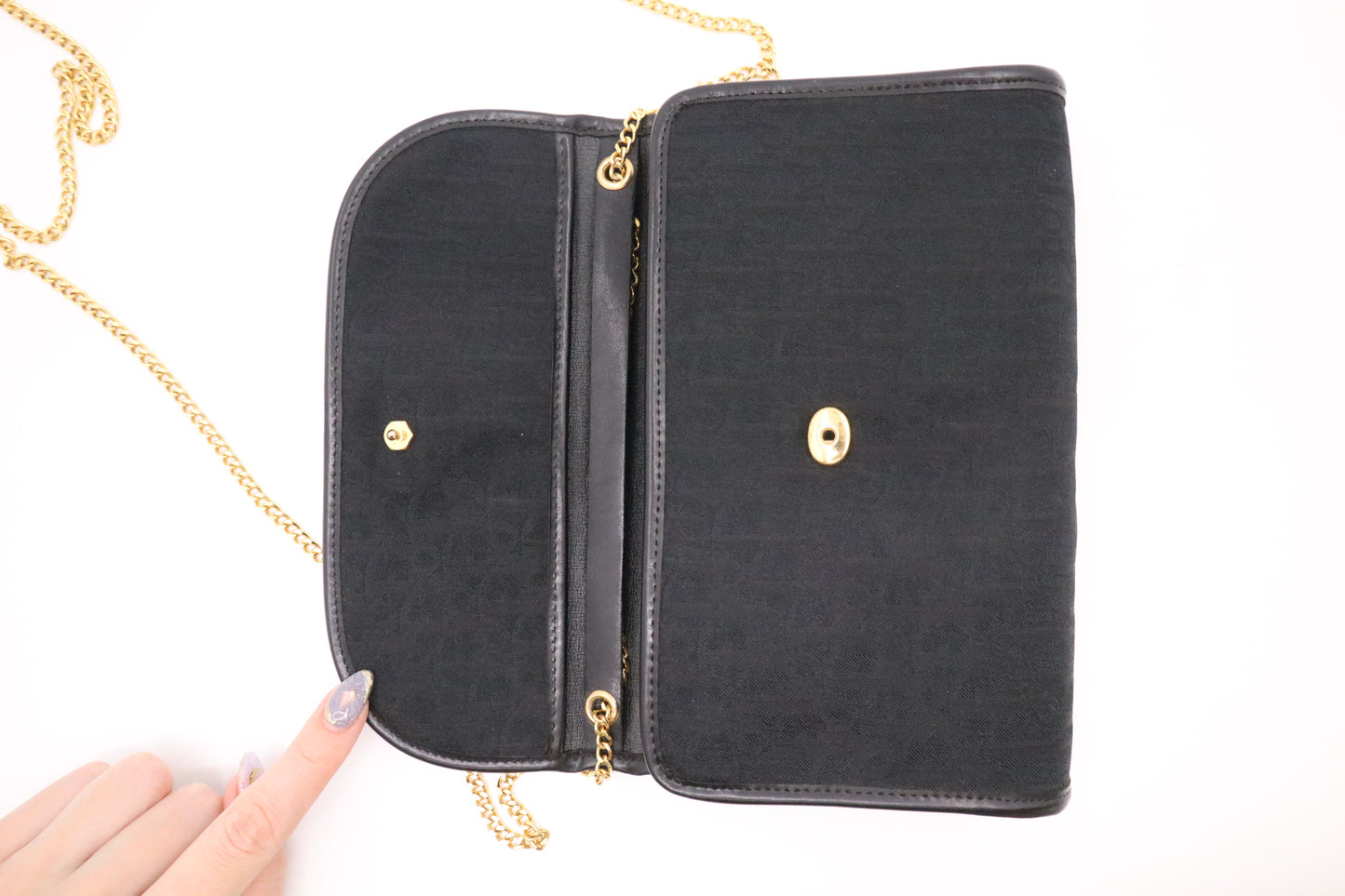Dior Trotter Chain Shoulder Bag in Black Canvas