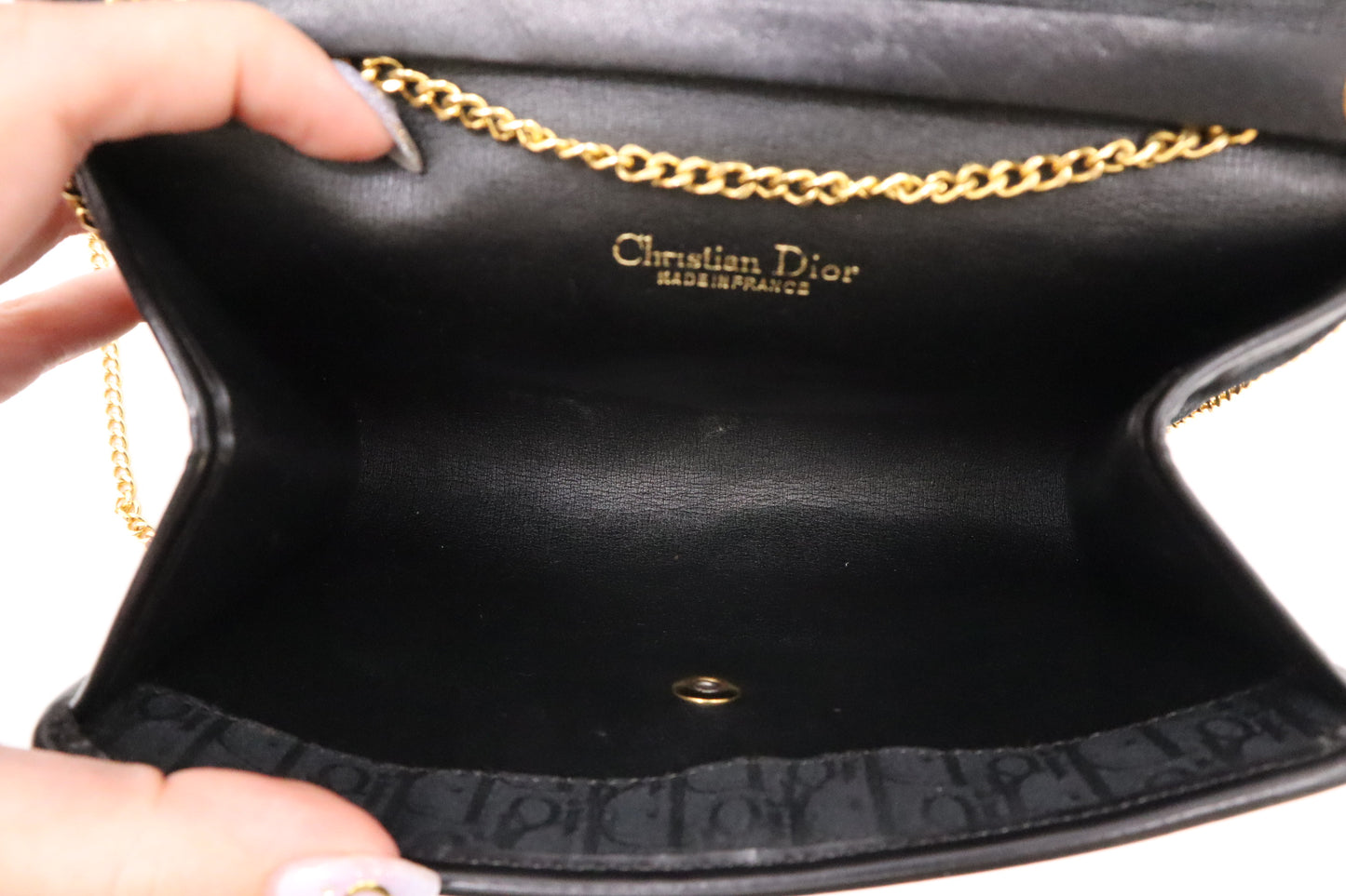 Dior Trotter Chain Shoulder Bag in Black Canvas