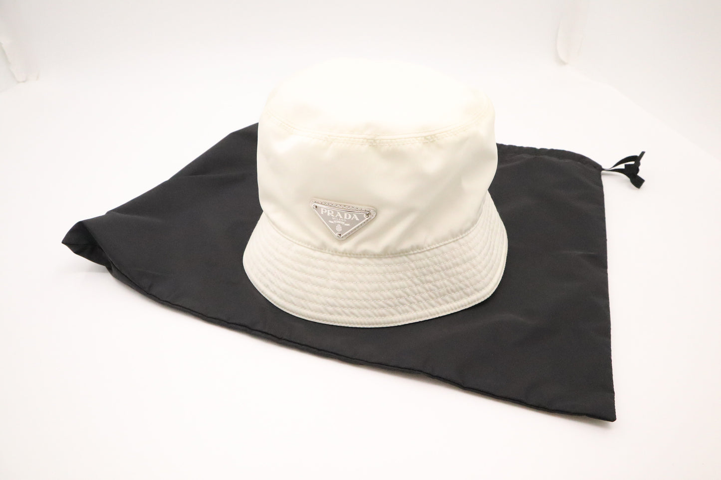 Prada Bucket Hat in White Re-nylon