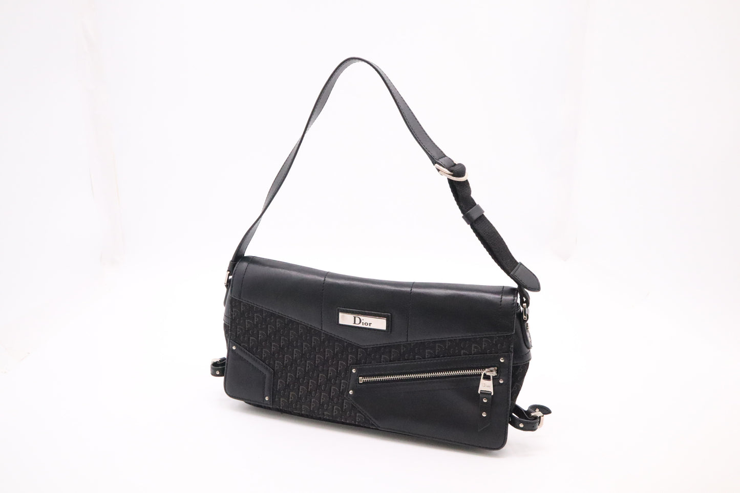 Dior Shoulder Bag in Black Canvas and Leather