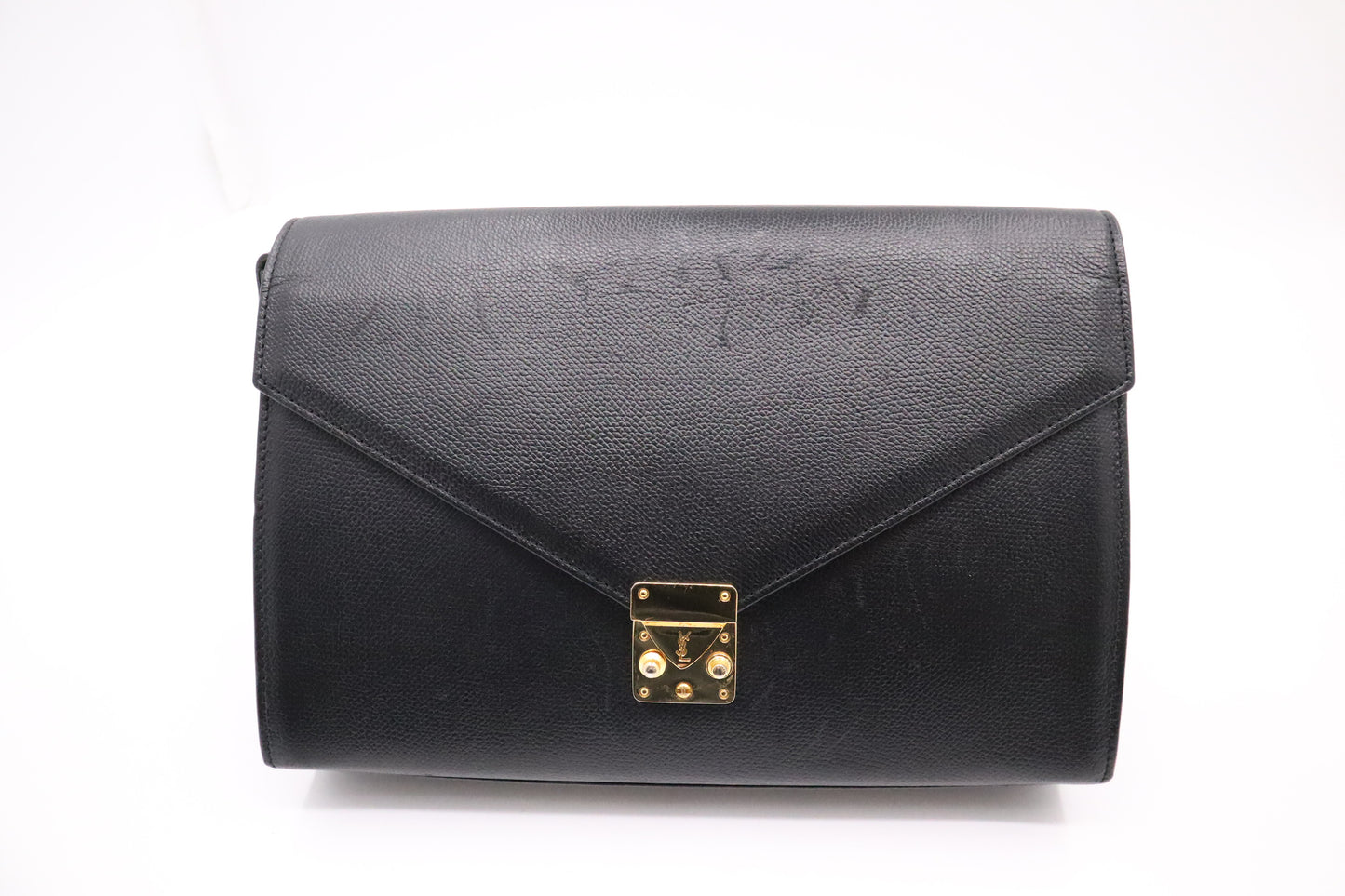 YSL Saint Laurent Clutch Bag in Black Cowhide Leather