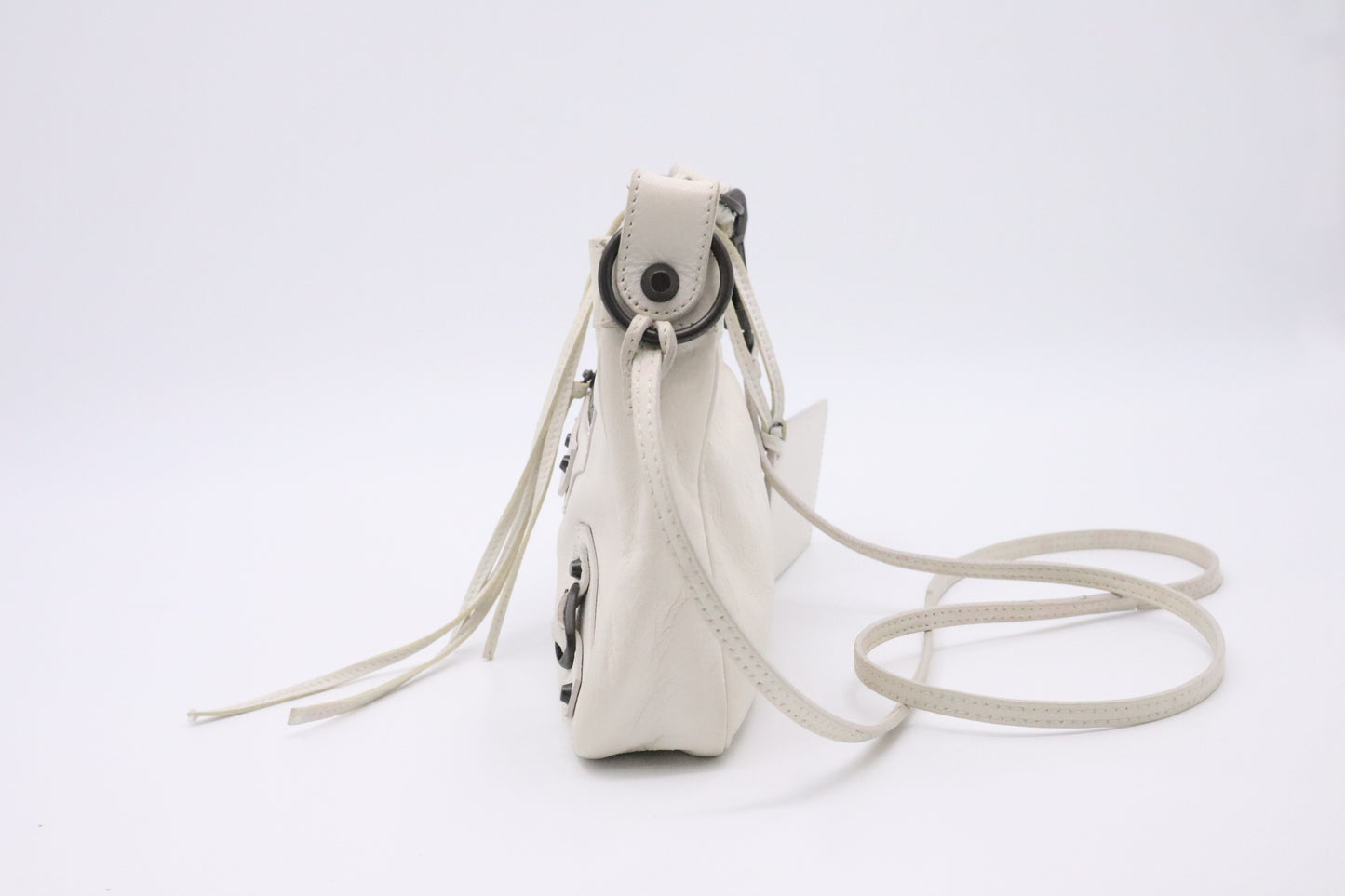 Balenciaga Motocross Classic Hip Bag in White Leather