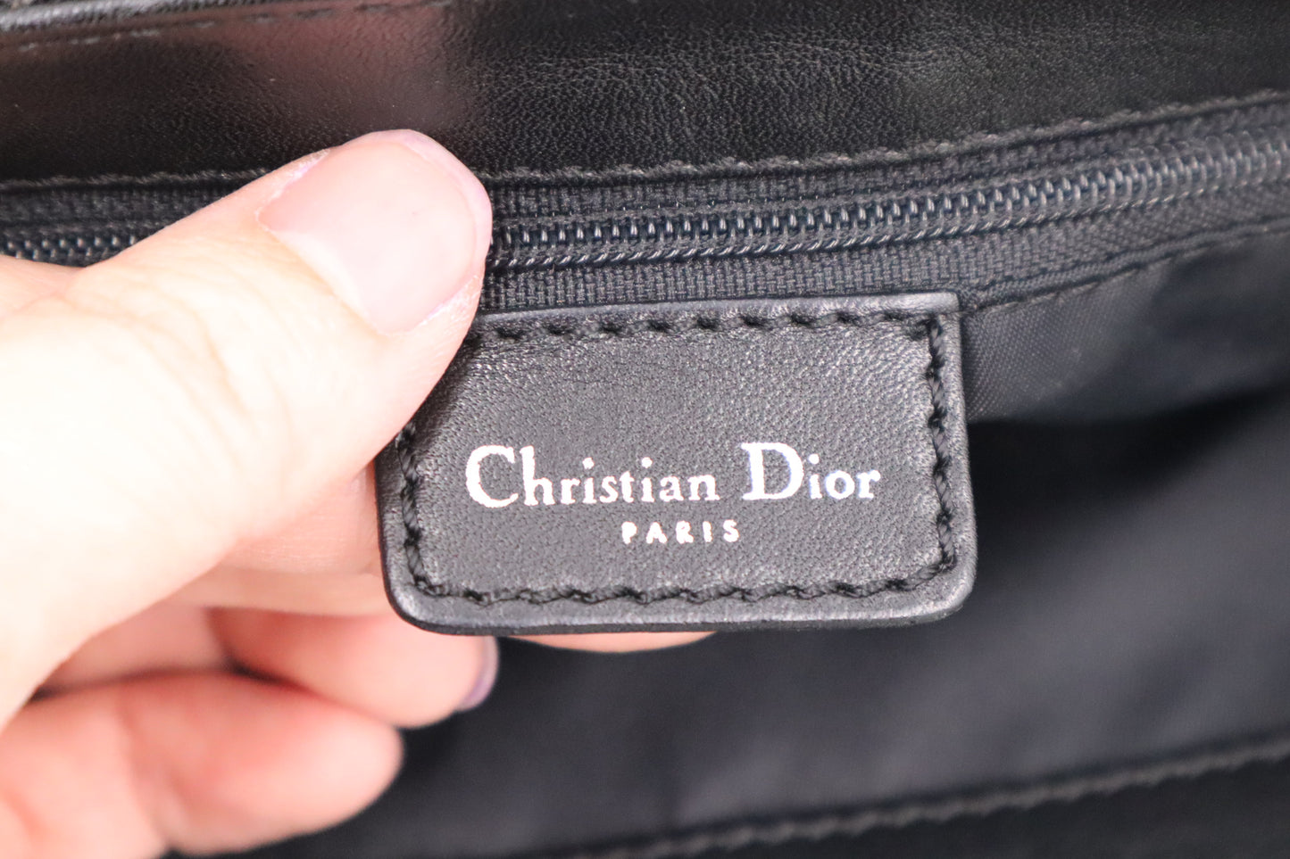 Dior Shoulder Bag in Black Canvas and Leather