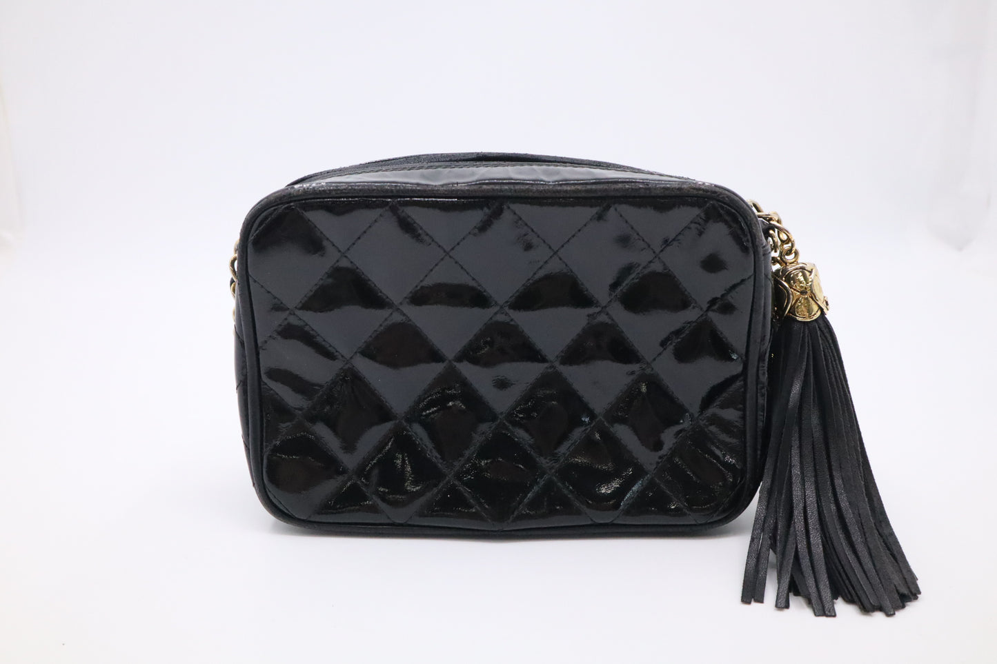 Chanel Small Camera Bag in Black Patent Leather