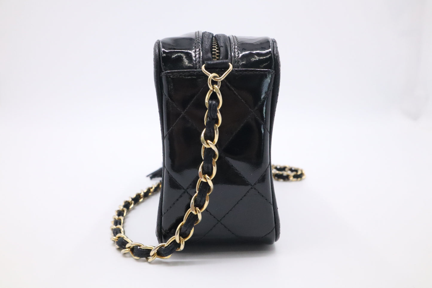 Chanel Small Camera Bag in Black Patent Leather