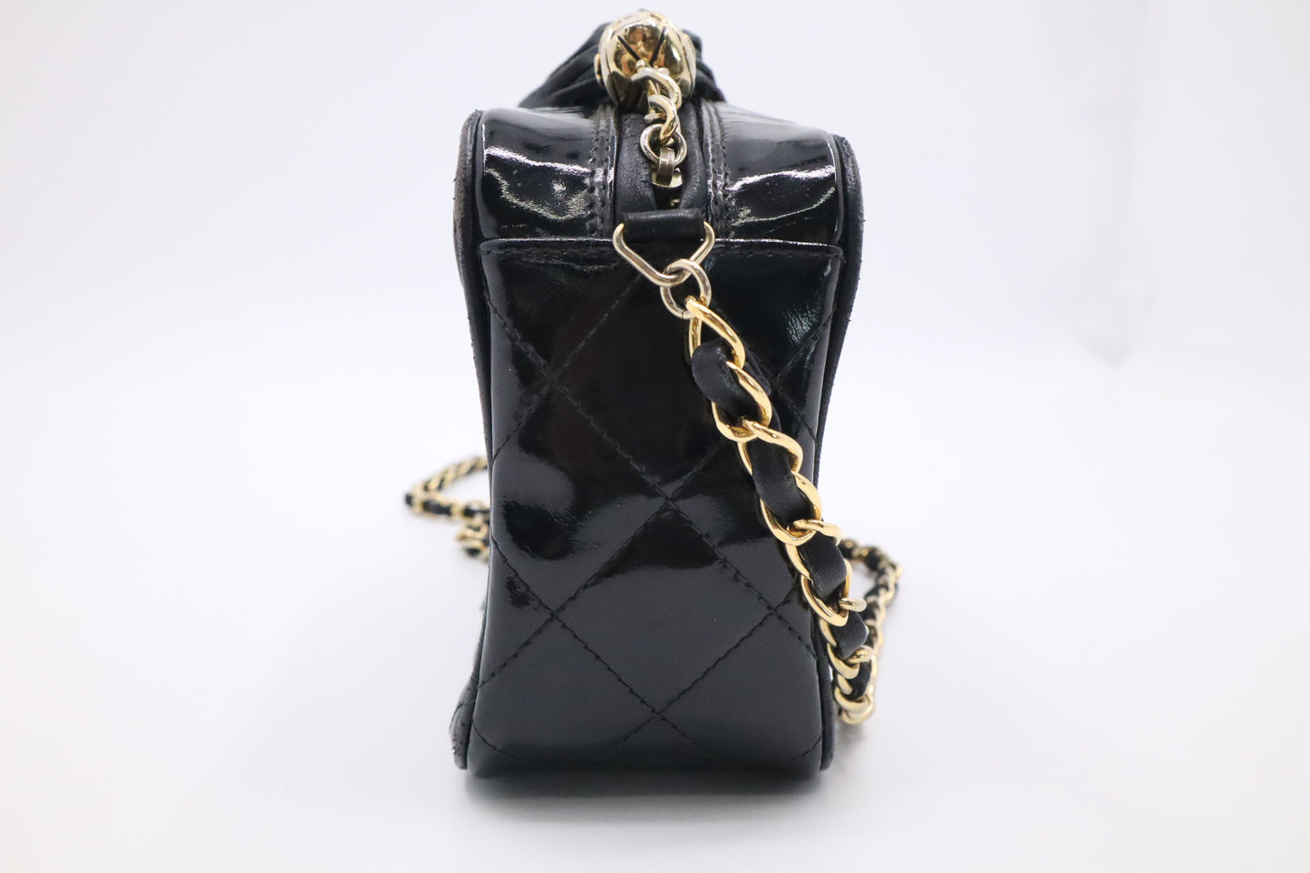 Chanel Small Camera Bag in Black Patent Leather