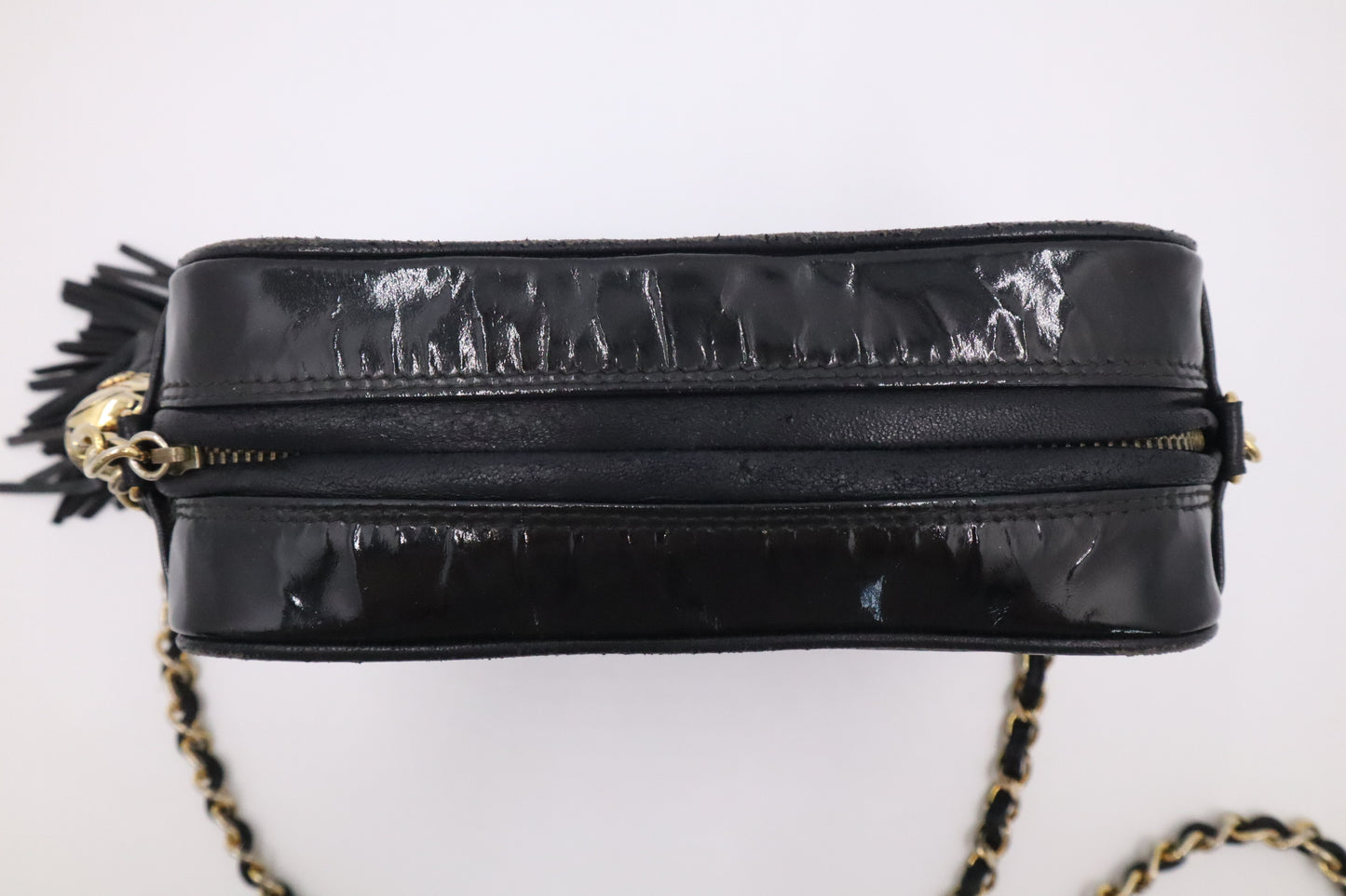 Chanel Small Camera Bag in Black Patent Leather