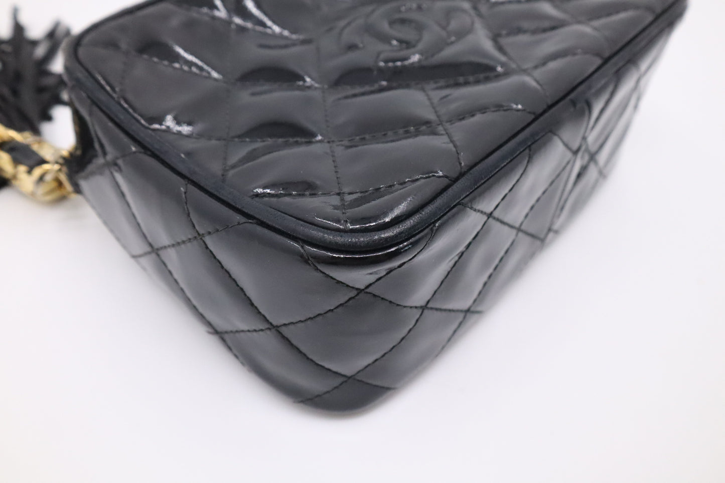 Chanel Small Camera Bag in Black Patent Leather