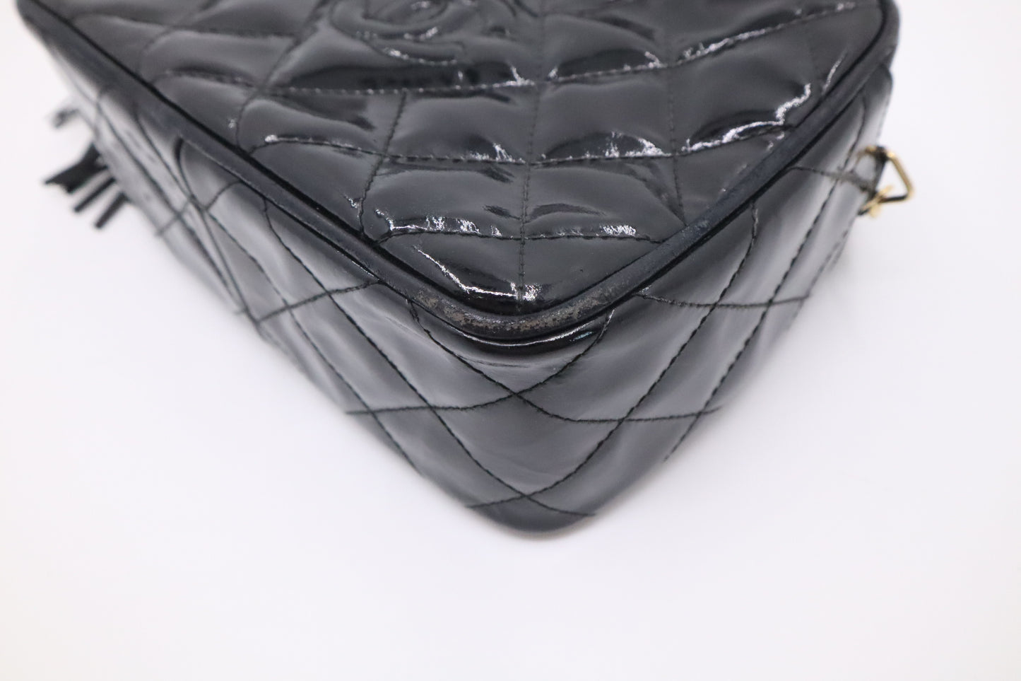 Chanel Small Camera Bag in Black Patent Leather