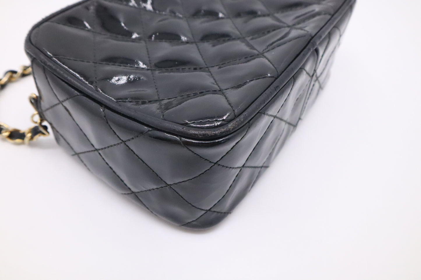 Chanel Small Camera Bag in Black Patent Leather