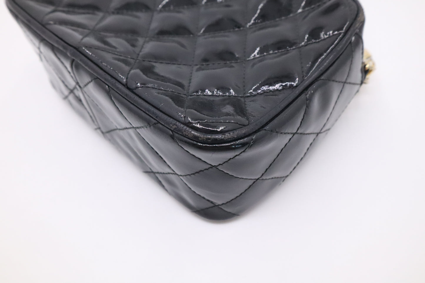 Chanel Small Camera Bag in Black Patent Leather