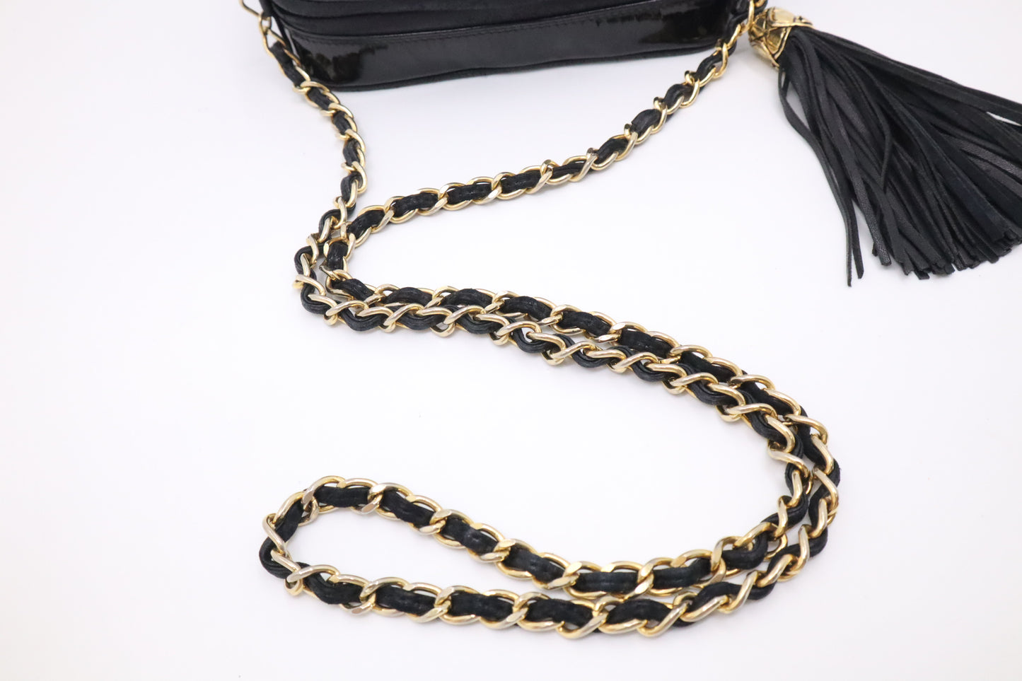 Chanel Small Camera Bag in Black Patent Leather