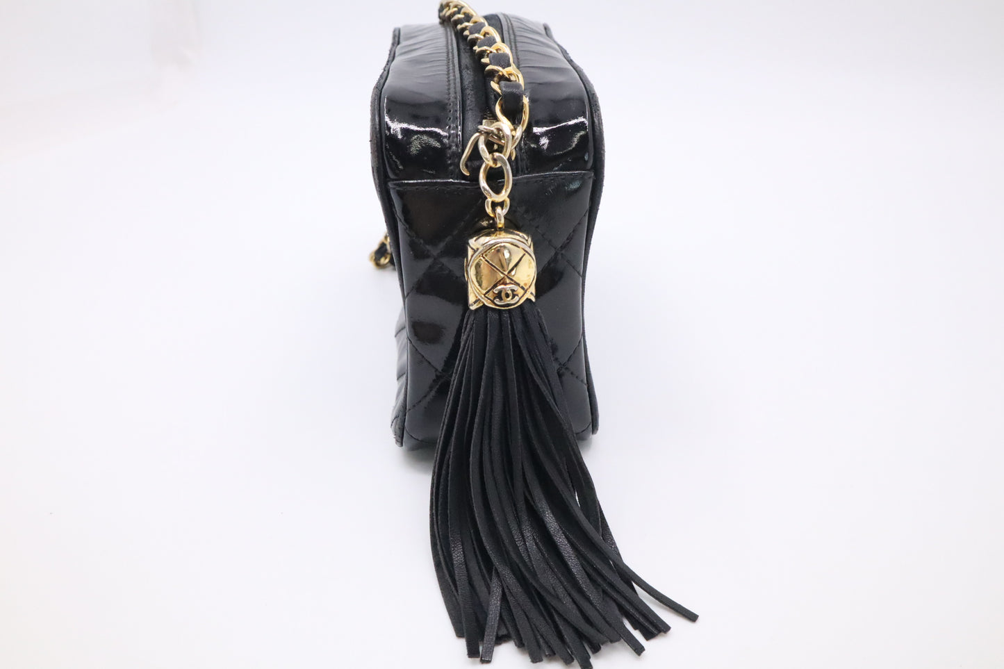 Chanel Small Camera Bag in Black Patent Leather