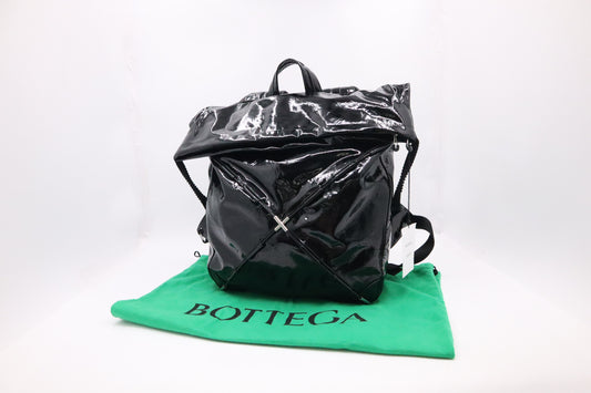 Bottega Veneta Tent Truck Backpack in Black Patent Leather