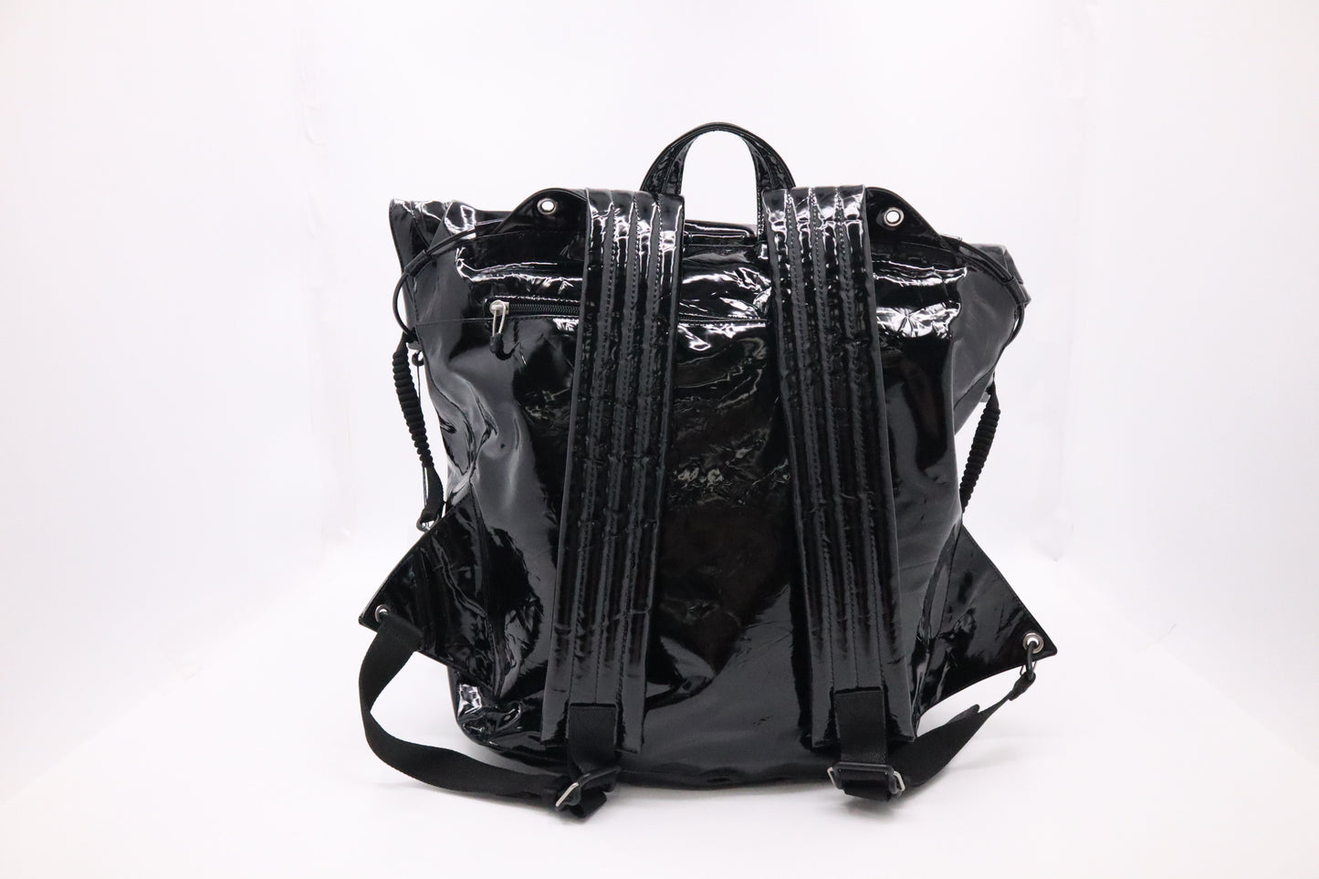 Bottega Veneta Tent Truck Backpack in Black Patent Leather