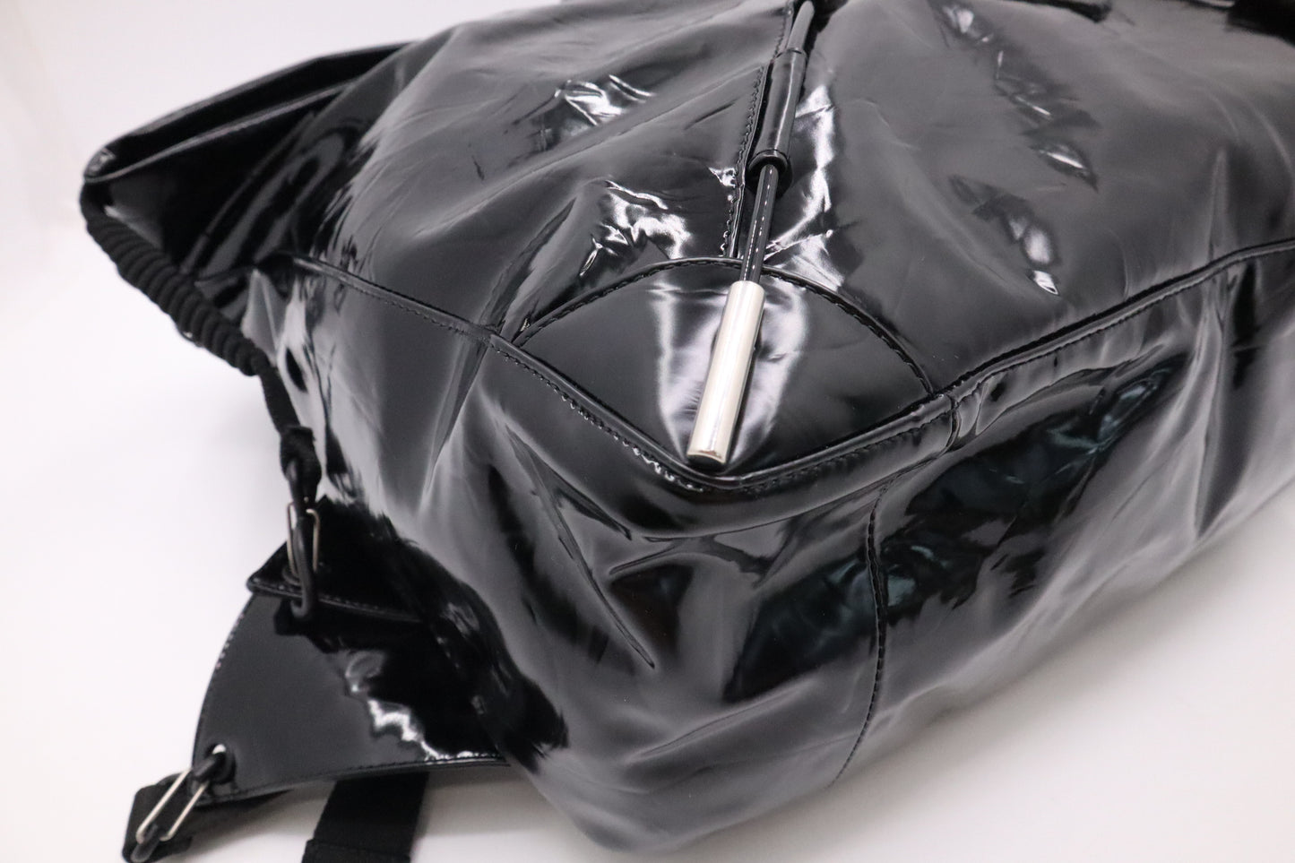 Bottega Veneta Tent Truck Backpack in Black Patent Leather