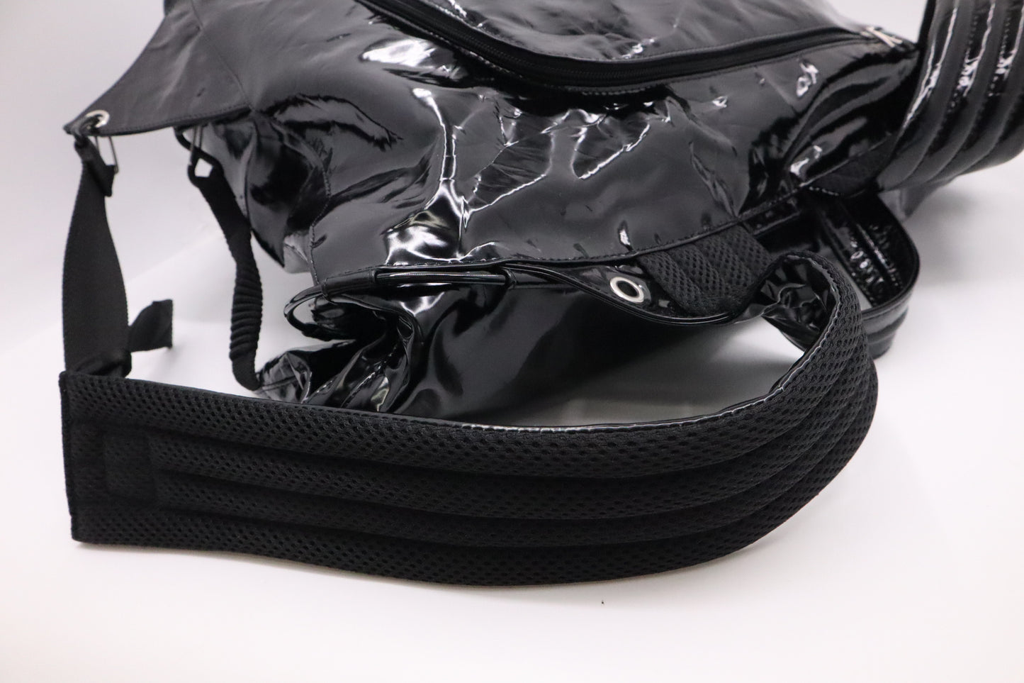 Bottega Veneta Tent Truck Backpack in Black Patent Leather