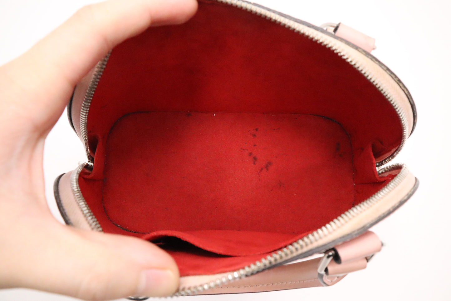 Louis Vuitton Alma BB in Pink Red & White Epi Leather