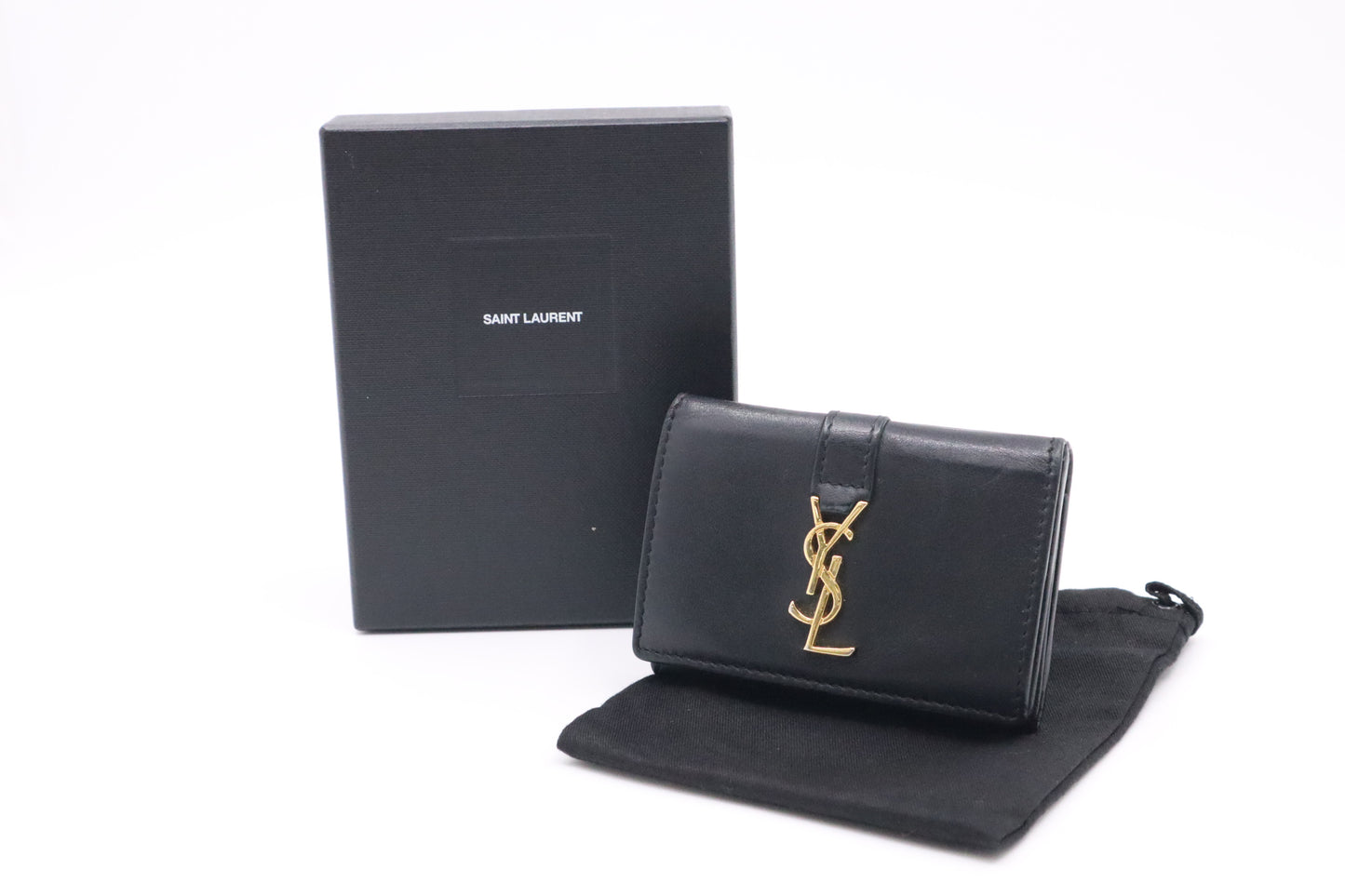YSL Saint Laurent Compact Wallet in Black Leather