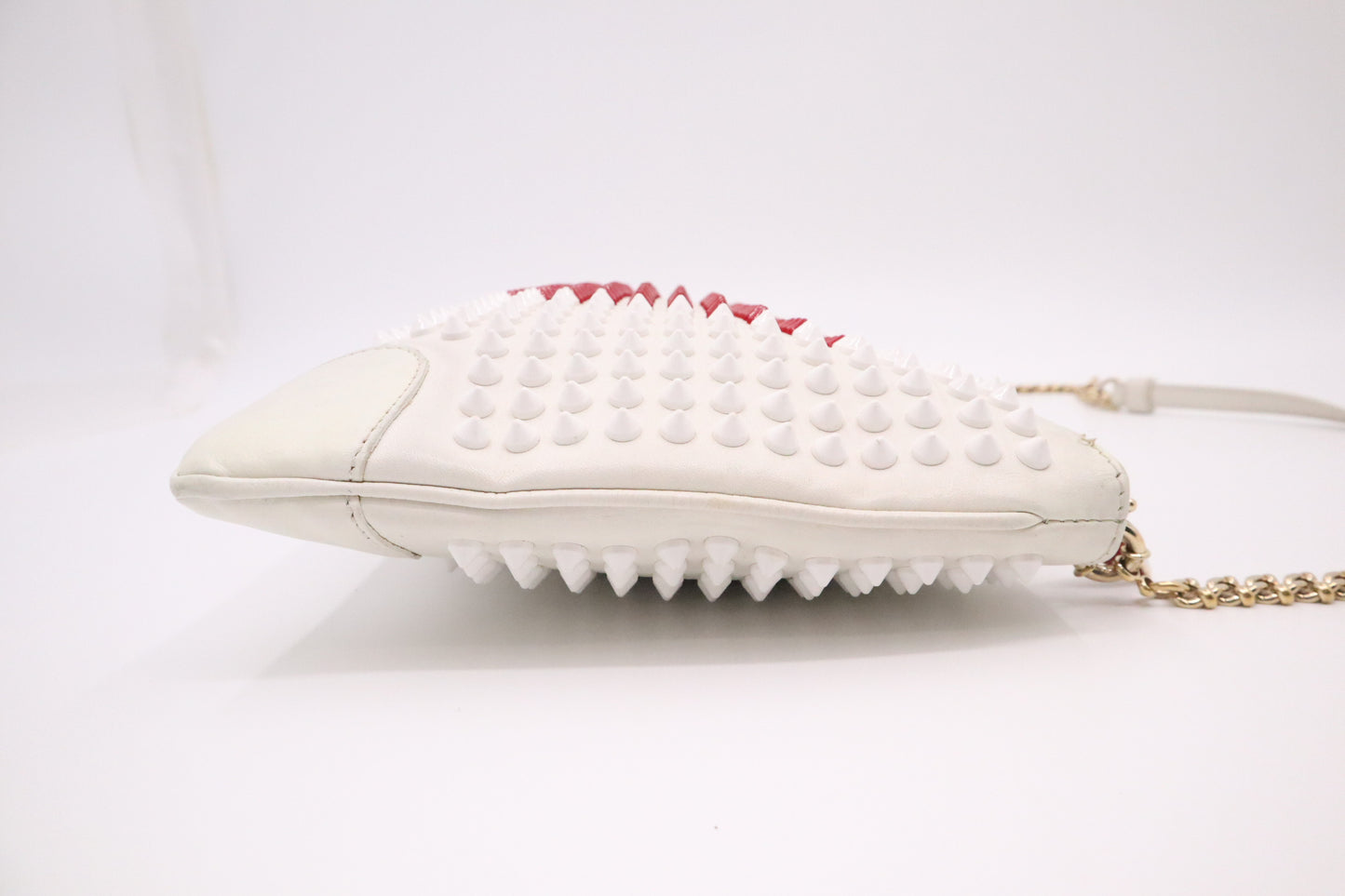 Louboutin Loubiposh Valentines Clutch in White Leather