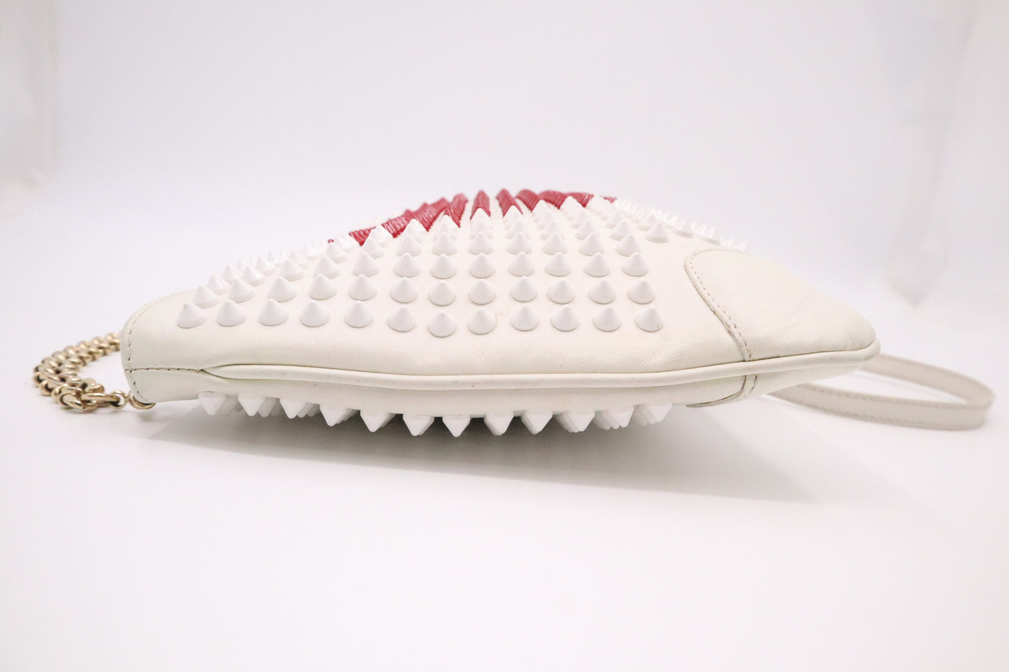 Louboutin Loubiposh Valentines Clutch in White Leather