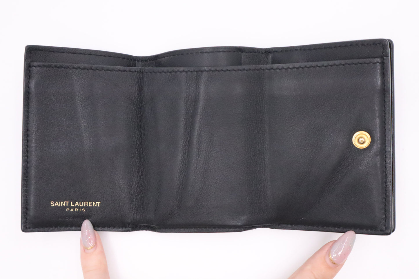 YSL Saint Laurent Compact Wallet in Black Leather