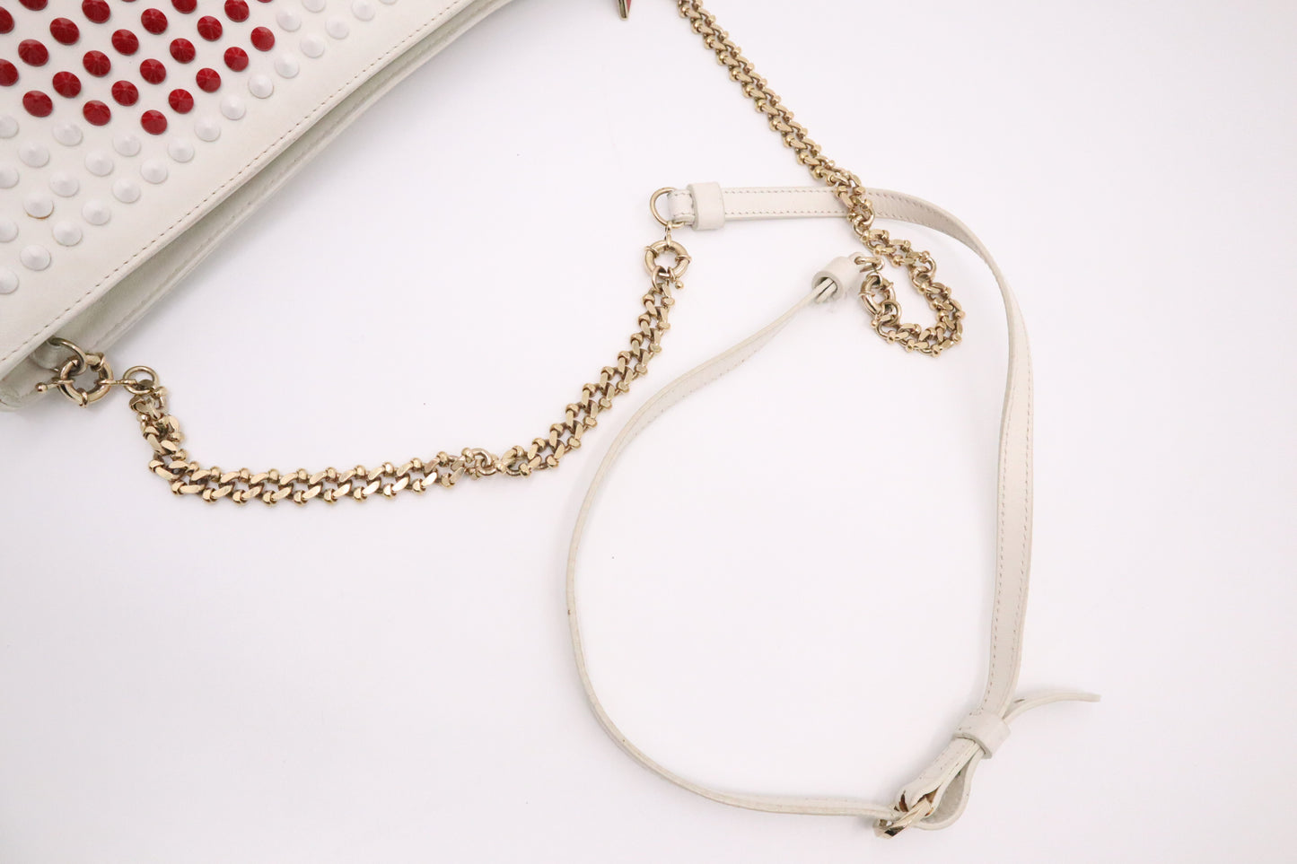 Louboutin Loubiposh Valentines Clutch in White Leather