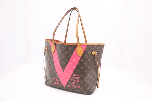 Louis Vuitton Volez Voguez Valises Neverfull MM in Pink and Monogram Canvas