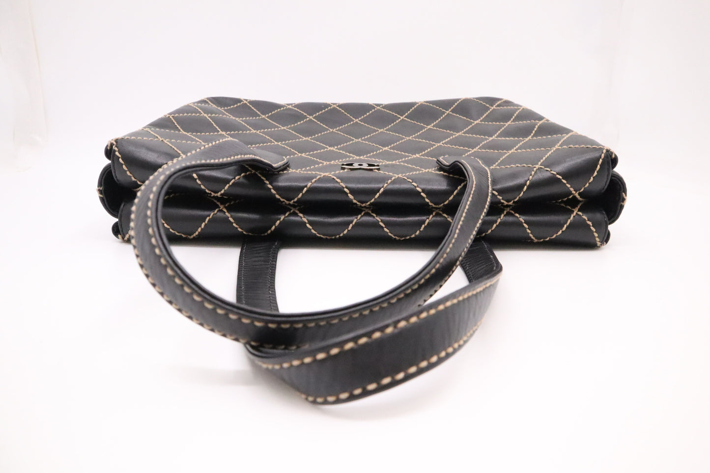 Chanel Large Surpique Tote in Black Leather