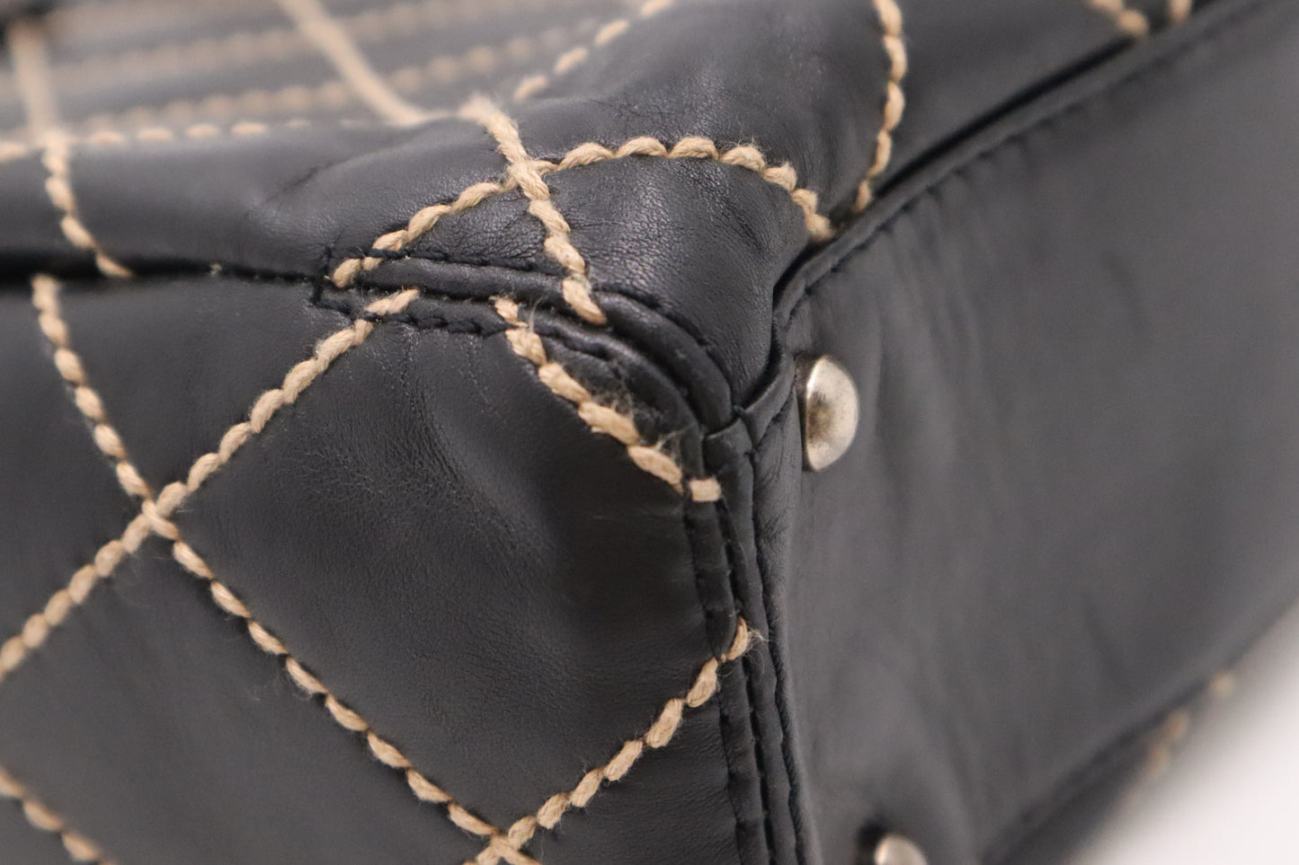 Chanel Large Surpique Tote in Black Leather