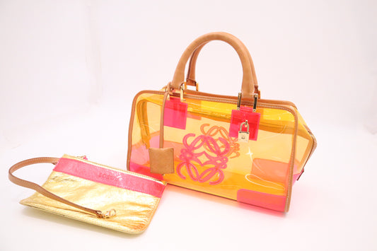 Loewe Amazona Handbag in Orange and Pink PVC