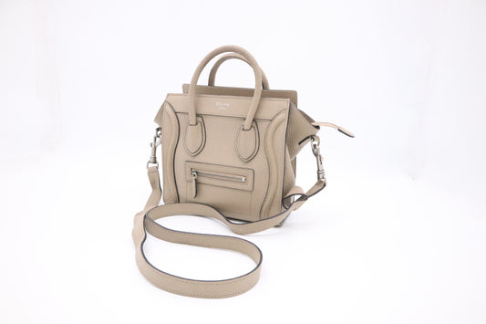 Celine Nano Luggage in Beige Drummed Leather